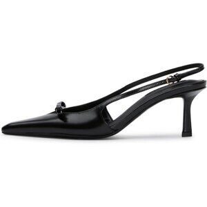 🆕Slingback Heel Women Bow Pointed Toe Kitten Heel Pump Black Synthetic Stiletto